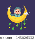 Ramadan Kareem Cartoon with Happy Girl 143026332