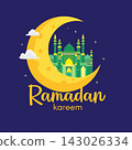 Beautiful Mosque and Crescent Moon for Ramadan 143026334