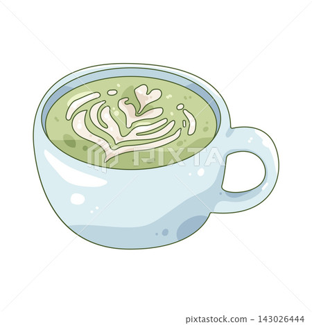 Illustration of latte art matcha drink Illustration of latte art matcha drink 143026444