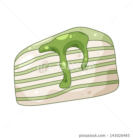 Illustration of matcha crepe cake 143026465