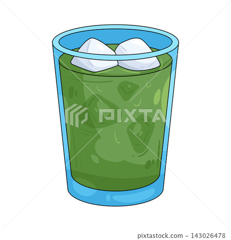 Illustration of matcha drink with ice cubes Illustration of matcha drink with ice cubes 143026478