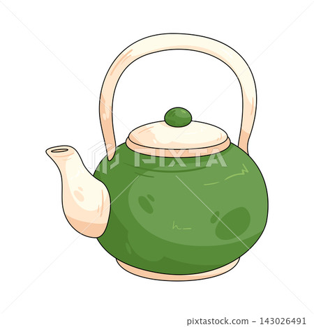 Illustration of green tea kettle Illustration of green tea kettle 143026491