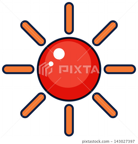 Minimalist Sun Vector Icon with Bold Outlines and Rays Minimalist Sun Vector Icon with Bold Outlines and Rays 143027397