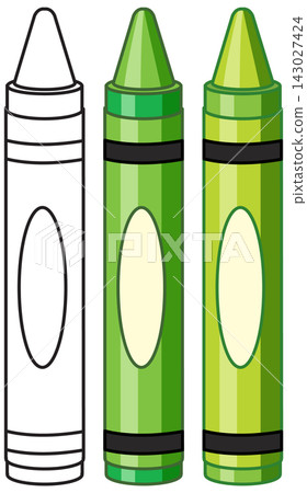 Set of Green and Outline Wax Crayons Vector Illustration Set of Green and Outline Wax Crayons Vector Illustration 143027424