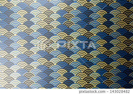 Japanese pattern background - gold, blue, and black Japanese pattern background - gold, blue, and black 143028482