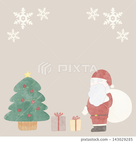 Cute Christmas frame illustration, watercolor style Cute Christmas frame illustration, watercolor style 143029285