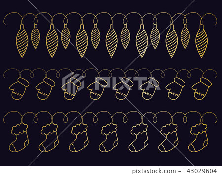 Cute golden New Year s garland set Cute golden New Year s garland set 143029604