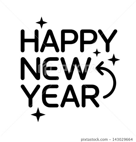 Minimalist happy new year typographic design with year accompanied decorative Minimalist happy new year typographic design with year accompanied decorative 143029664