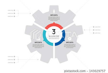 Venn diagram infographic gear with 3 options for business presentation design chart templates. Venn diagram infographic gear with 3 options for business presentation design chart templates. 143029757