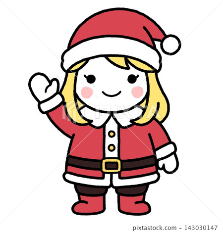 一位裝扮成聖誕老人的女子揮手 143030147