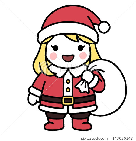一位女聖誕老人提著一個袋子 一位女聖誕老人提著一個袋子 143030148
