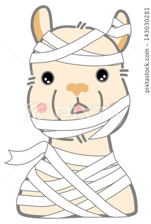 Cute Halloween Mummy Alpaca Cartoon Illustration Cute Halloween Mummy Alpaca Cartoon Illustration 143030281