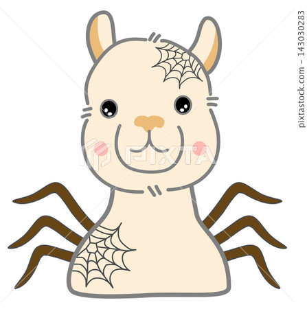 Cute Halloween Spider Alpaca Cartoon Illustration 143030283