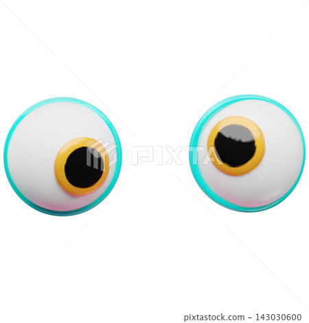 Glossy cartoon eyeball pair 3D vector illustration element Glossy cartoon eyeball pair 3D vector illustration element 143030600
