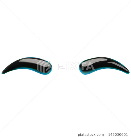 Glossy black eyebrow eye element with cyan glow 143030601