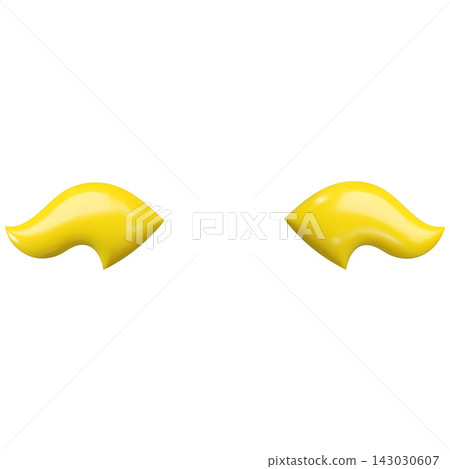Glossy yellow abstract eyebrow mustache vector element 143030607