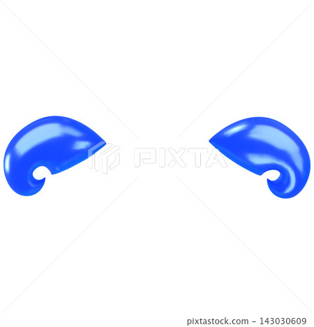 Glossy blue eyebrow swoosh 3D vector element Glossy blue eyebrow swoosh 3D vector element 143030609