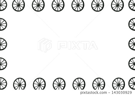 Green frame with wooden wheels by side for text 143030929