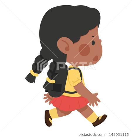 School girl walking with backpack for back to school education concept 143031115