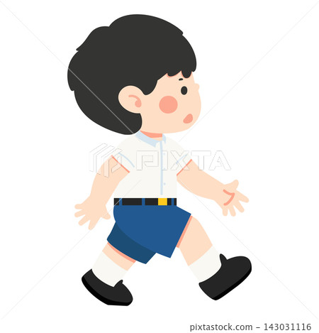 Student boy walking in Thai school uniform for education Student boy walking in Thai school uniform for education 143031116