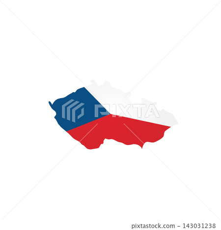 Czech Republic - country map silhouette filled with national flag. Simple flat vector illustration. 143031238