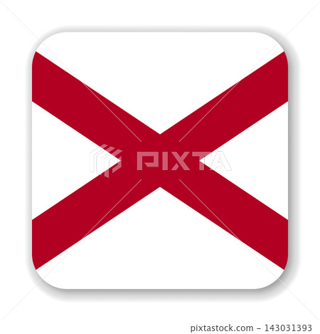 Alabama state rounded square flag. Part of The United States of America. Clean design for print, web, or educational use. Vector illustration with dropped shadow on white background. Alabama state rounded square flag. Part of The United States of America. Clean design for print, web, or educational use. Vector illustration with dropped shadow on white background. 143031393