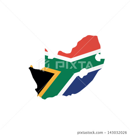 South Africa - country map silhouette filled with national flag. Simple flat vector illustration. 143032026