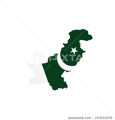 Pakistan - country map silhouette filled with national flag. Simple flat vector illustration. Pakistan - country map silhouette filled with national flag. Simple flat vector illustration. 143032039