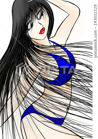 woman in blue bikini woman in blue bikini 143032129