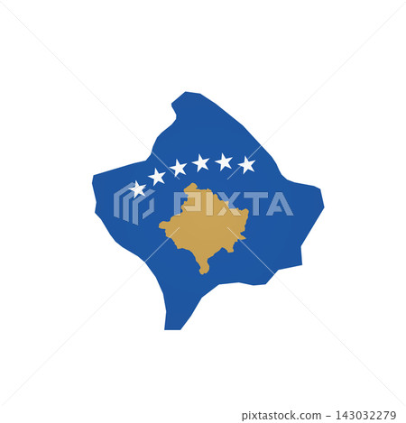 Kosovo - country map silhouette filled with national flag. Simple flat vector illustration. Kosovo - country map silhouette filled with national flag. Simple flat vector illustration. 143032279