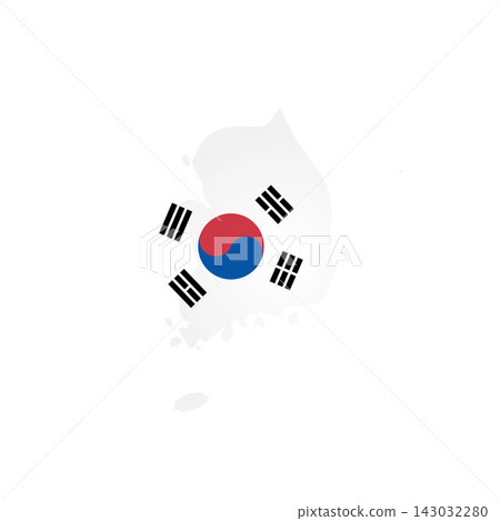 South Korea - country map silhouette filled with national flag. Simple flat vector illustration. 143032280
