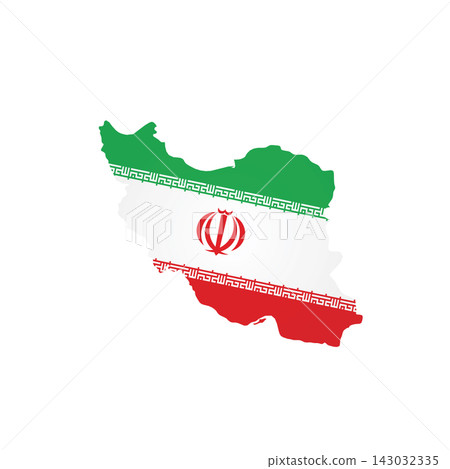 Iran - country map silhouette filled with national flag. Simple flat vector illustration. Iran - country map silhouette filled with national flag. Simple flat vector illustration. 143032335