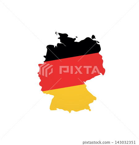 Germany - country map silhouette filled with national flag. Simple flat vector illustration. Germany - country map silhouette filled with national flag. Simple flat vector illustration. 143032351