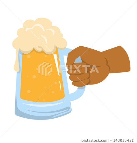 Hand holding a beer mug vector isolated. Hand holding a beer mug vector isolated. 143033451