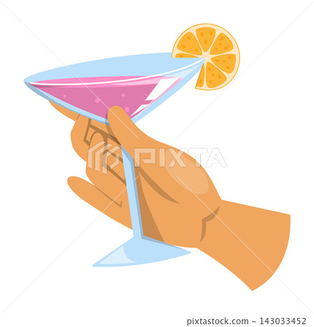 Hand holding glass with alcohol cocktail Hand holding glass with alcohol cocktail 143033452