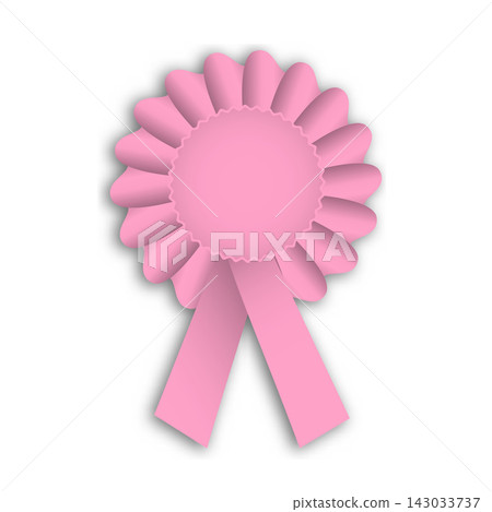 This illustration showcases a pink cockade with smooth petals and a ribbon. It represents elegance and is perfect for awards or decorative purposes in various contexts. 143033737