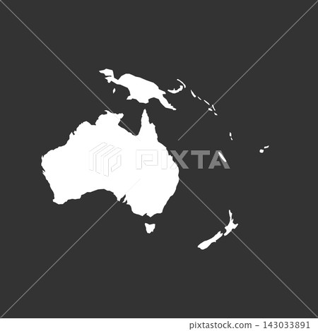 Vector map silhouette of Australia, white continent shape and geographical layout. Ideal for educational and design purpose, graphic emphasizes the continent borders with details. Vector map silhouette of Australia, white continent shape and geographical layout. Ideal for educational and design purpose, graphic emphasizes the continent borders with details. 143033891