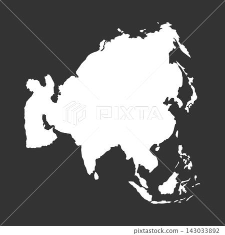 Vector map silhouette of Asia, white continent shape and geographical layout. Ideal for educational and design purpose, graphic emphasizes the continent borders with details. 143033892