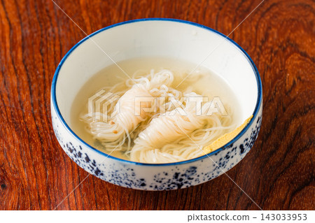 Classic oden shirataki noodles with beautifully tied knots Classic oden shirataki noodles with beautifully tied knots 143033953