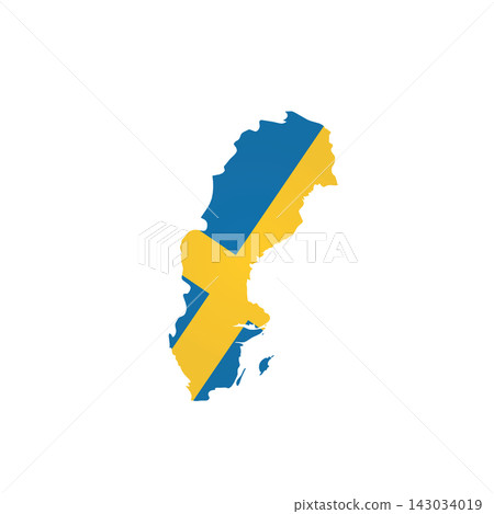 Sweden - country map silhouette filled with national flag. Simple flat vector illustration. 143034019