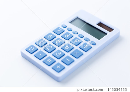 Blue calculator on a white background Blue calculator on a white background 143034533