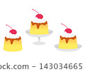A set of three retro-style puddings topped with cherries and whipped cream. 143034665