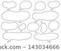 A set of chewy, mochi-shaped speech bubbles. 143034666