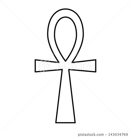 Ankh or Key of Life. Egyptian hieroglyphic symbol of life. Simple flat black outline vector icon. Ankh or Key of Life. Egyptian hieroglyphic symbol of life. Simple flat black outline vector icon. 143034769