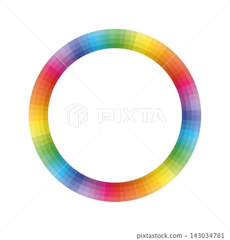 This circular design showcases a vibrant rainbow spectrum, displaying a smooth gradient of colors arranged in a radial pattern. Ideal for design projects and color theory discussions. This circular design showcases a vibrant rainbow spectrum, displaying a smooth gradient of colors arranged in a radial pattern. Ideal for design projects and color theory discussions. 143034781