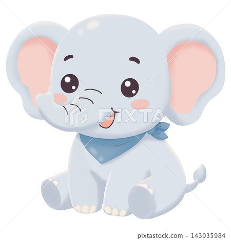 cute cartoon elephant isolated on white background 143035984