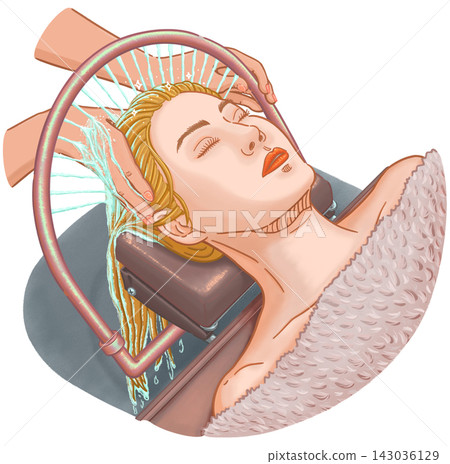 Head spa and hair washing illustration Head spa and hair washing illustration 143036129