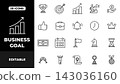 Business Goal Outline Icon Set with Success, Growth, Achievement, Target and Award Symbols Business Goal Outline Icon Set with Success, Growth, Achievement, Target and Award Symbols 143036160