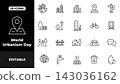 World Urbanism Day Outline Icon Set with City Buildings, Roads, Transport and Urban Symbols World Urbanism Day Outline Icon Set with City Buildings, Roads, Transport and Urban Symbols 143036162
