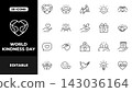 World Kindness Day Outline Icon Set with Hearts, Helping Hands, Love and Kindness Symbols World Kindness Day Outline Icon Set with Hearts, Helping Hands, Love and Kindness Symbols 143036164